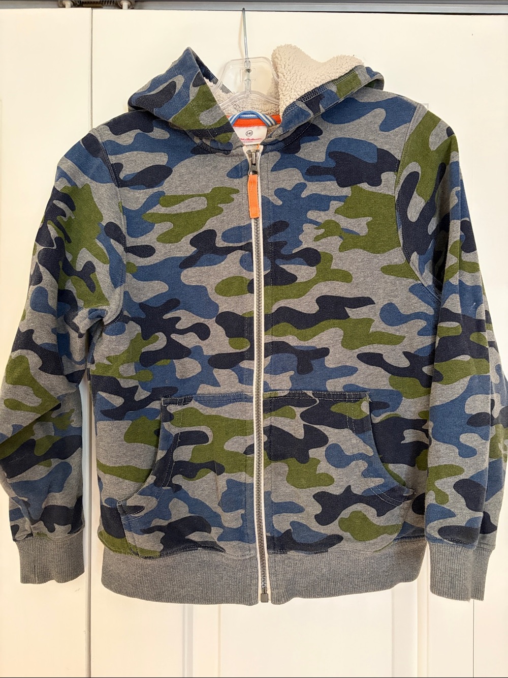 Hanna Anderson Kids Camo Zip-Up Hoodie - Gray, Blue & Green